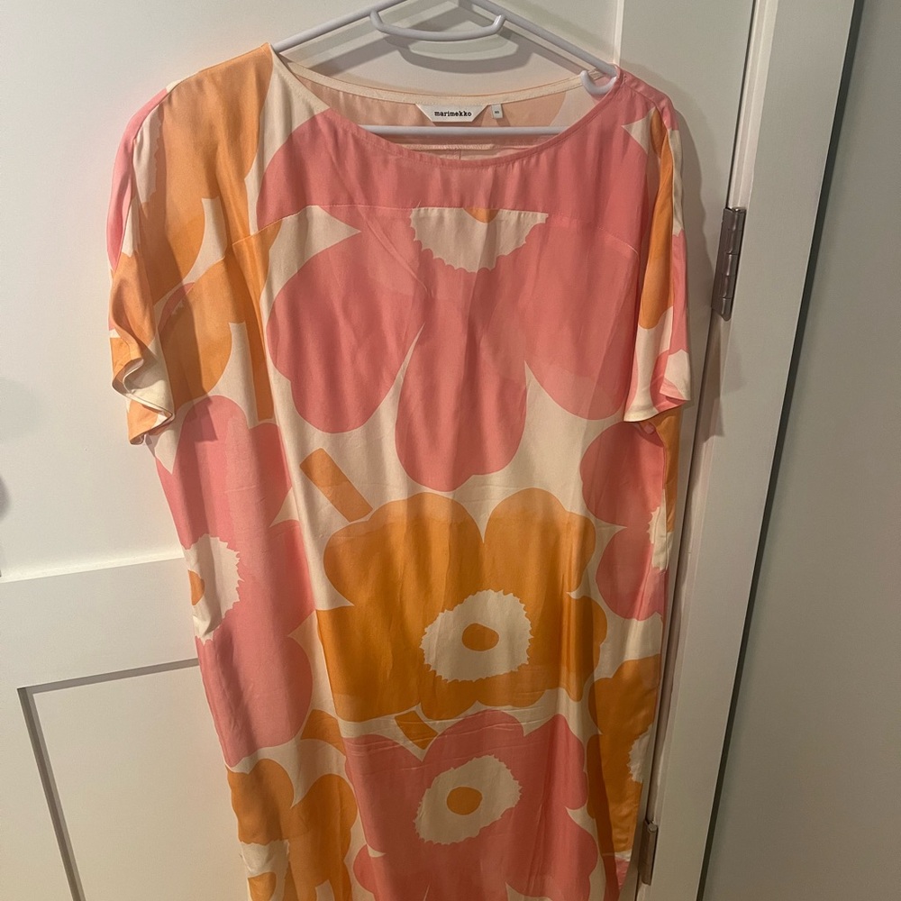 Marimeko Floral Pink and Orange Dress